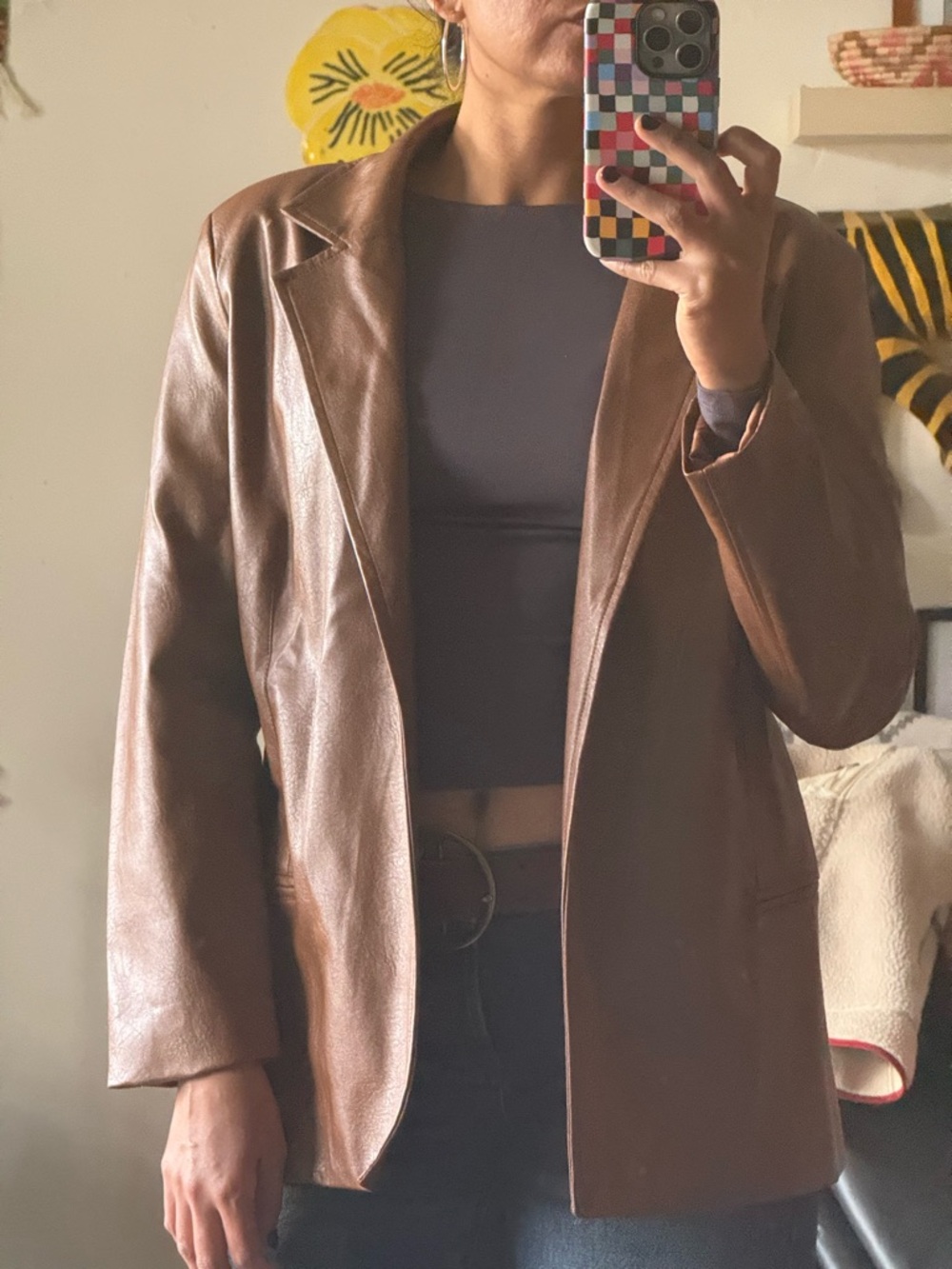 VRG GRL perfect brown vegan leather jacket - Picture 2 of 3